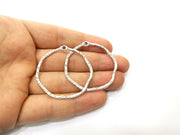 10 Silver Circle Charms Antique Silver Plated Metal (43 mm)  G17897