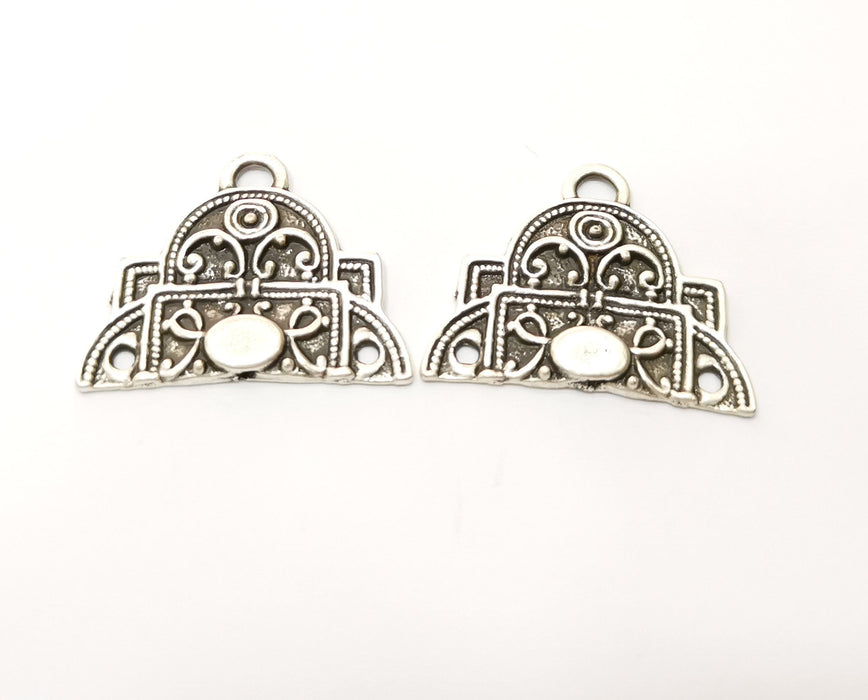 2 Silver Charms Antique Silver Plated Charms (35x28mm)  G17899