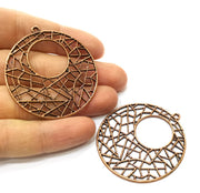 2 Round Charm Antique Copper Plated Charm (49mm) G17632