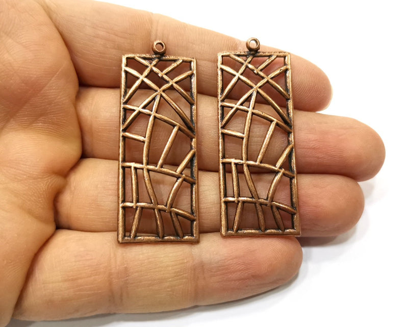 2 Copper Charm Antique Copper Plated Charm (50x19mm) G17645
