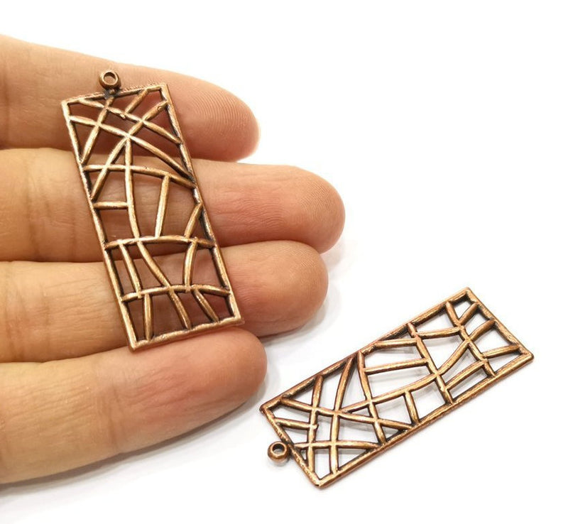 2 Copper Charm Antique Copper Plated Charm (50x19mm) G17645