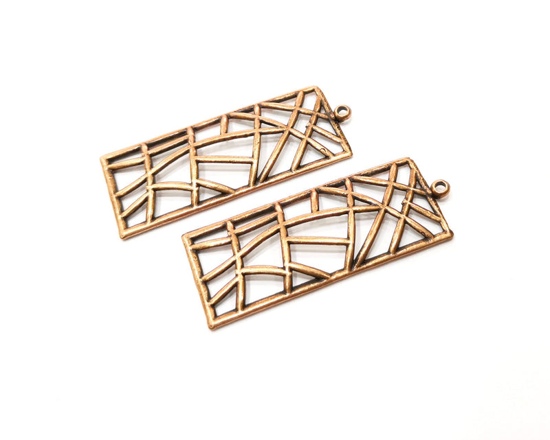 2 Copper Charm Antique Copper Plated Charm (50x19mm) G17645