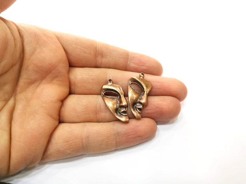 4 Mask Charm Antique Copper Charm (31x15mm) G17648