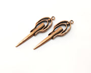 2 Copper Charm Antique Copper Plated Charm (58x16mm) G17650