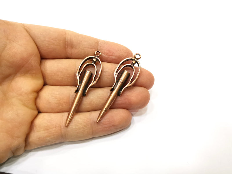 2 Copper Charm Antique Copper Plated Charm (58x16mm) G17650