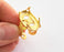 Gold Claw Ring Blank Ring Setting Cabochon Base Ring Mounting Adjustable Ring Bezel (22x12 mm) Gold Plated Brass G17912