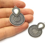 2 Silver Charms Antique Silver Plated Charms (41x28mm)  G17914