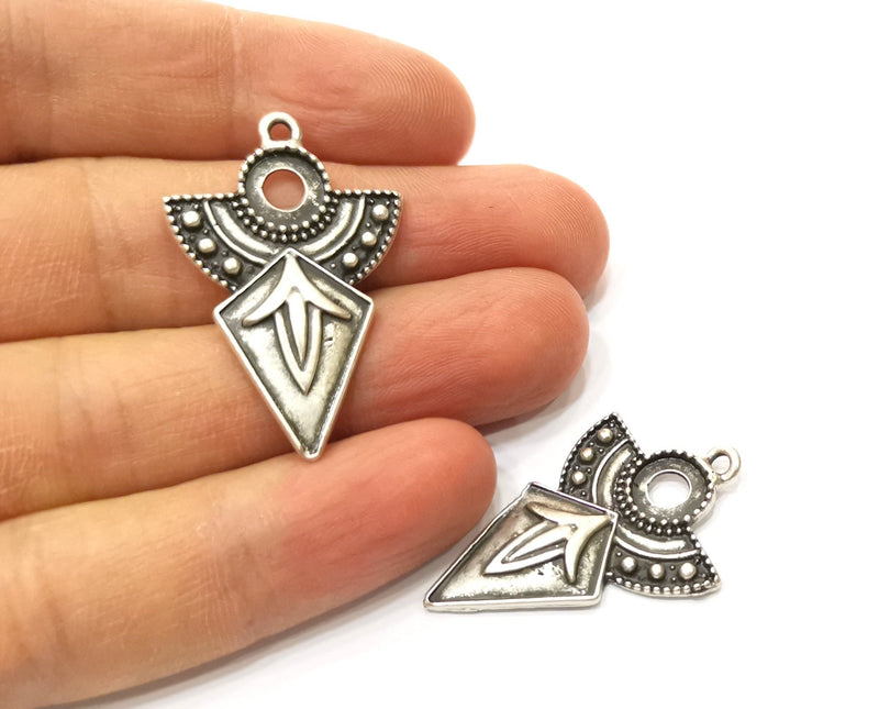 4 Silver Charms Antique Silver Plated Charms (37x24mm)  G17921