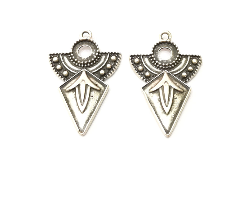 4 Silver Charms Antique Silver Plated Charms (37x24mm)  G17921