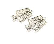 2 Silver Charms Antique Silver Plated Charms (36x24mm)  G17924
