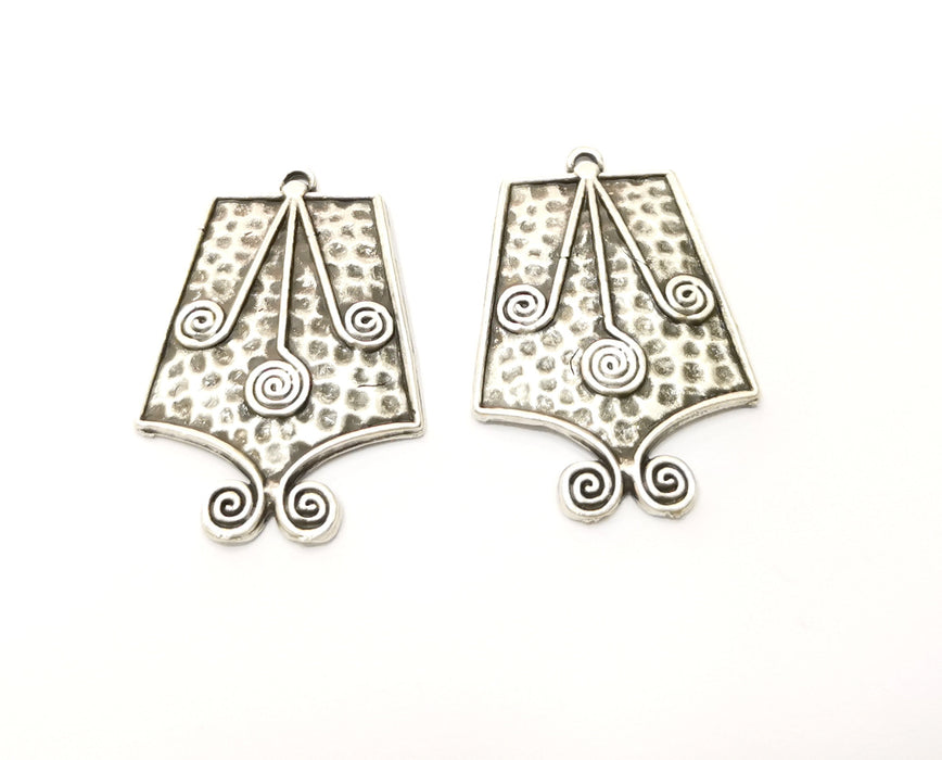 2 Silver Charms Antique Silver Plated Charms (36x24mm)  G17924