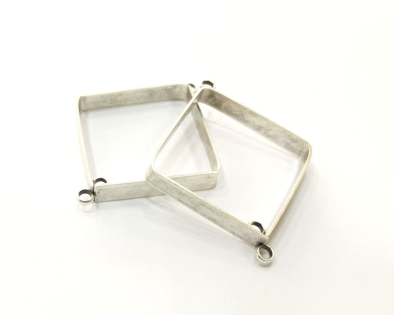 2 Silver Connector Charms Antique Silver Plated Charms (78x49mm)  G17709
