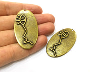 2 Antique Bronze Charm Antique Bronze Plated Charm (52x28mm) G17714