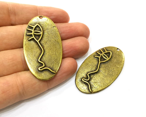 2 Antique Bronze Charm Antique Bronze Plated Charm (52x28mm) G17714