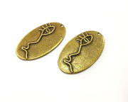 2 Antique Bronze Charm Antique Bronze Plated Charm (52x28mm) G17714