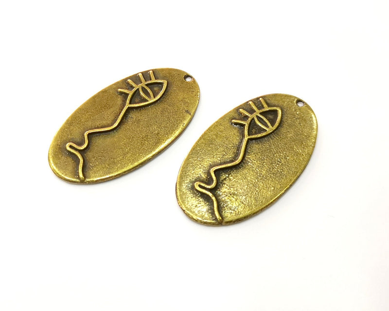 2 Antique Bronze Charm Antique Bronze Plated Charm (52x28mm) G17714