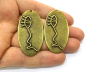 2 Antique Bronze Charm Antique Bronze Plated Charm (52x28mm) G17714