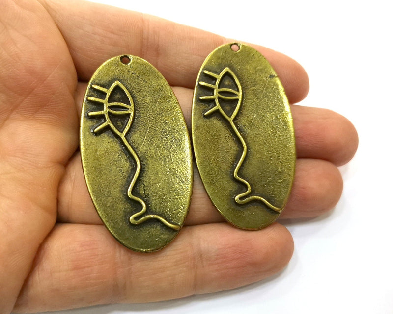 2 Antique Bronze Charm Antique Bronze Plated Charm (52x28mm) G17714