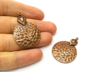 2 Hammered Charm Antique Copper Plated Charm (41x29mm) G17719
