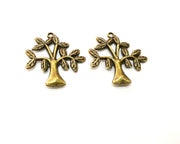 4 Tree Charm Antique Bronze Plated Metal  (31x30mm) G17726
