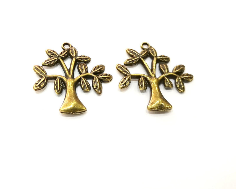 4 Tree Charm Antique Bronze Plated Metal  (31x30mm) G17726