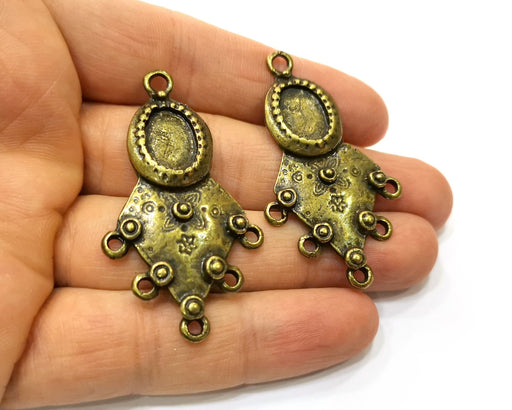 2 Antique Bronze Charm Connector Antique Bronze Plated Charm (54x30mm) G17730
