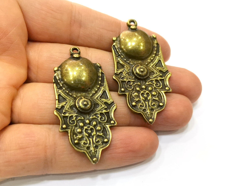 2 Antique Bronze Charm Antique Bronze Plated Charm (52x27mm) G17731