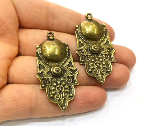 2 Antique Bronze Charm Antique Bronze Plated Charm (52x27mm) G17731