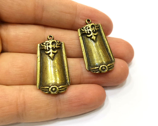 2 Antique Bronze Charm Antique Bronze Plated Charm (33x18mm) G17737