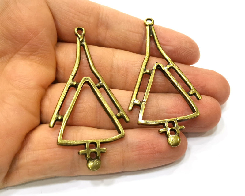 2 Antique Bronze Charm Antique Bronze Plated Charm (63x33mm) G17739