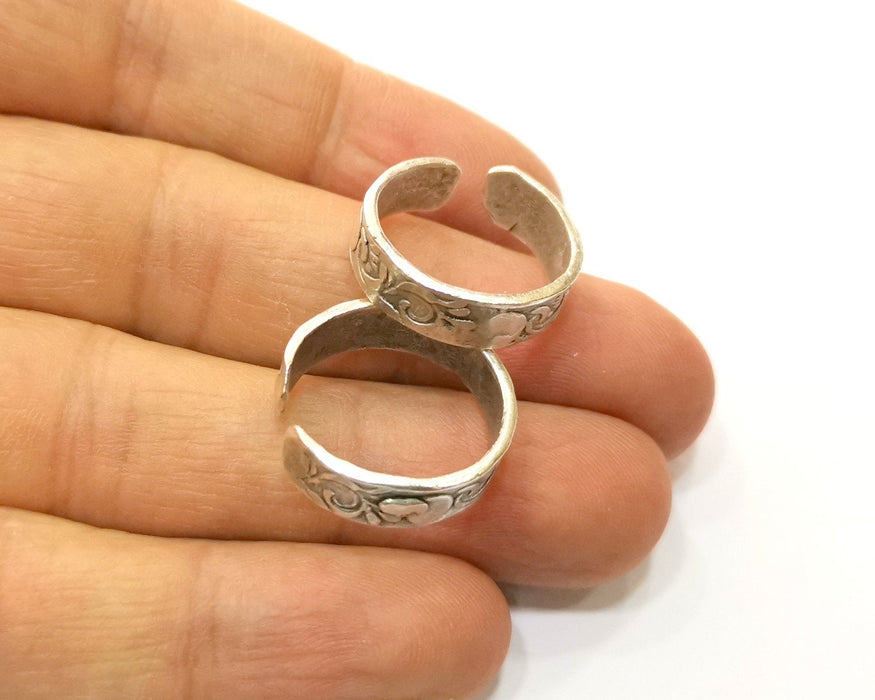 2 Silver Ring Blank Ring Mounting Adjustable Ring Blank (6mm)Antique Silver Plated Brass  G17741