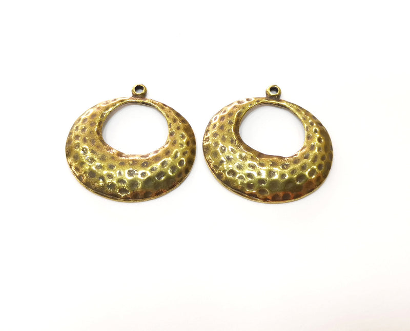 4 Antique Bronze Hammered Charm Antique Bronze Plated Charm (29mm) G17745