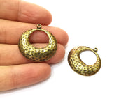 4 Antique Bronze Hammered Charm Antique Bronze Plated Charm (29mm) G17745