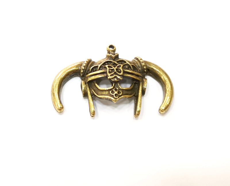 2 Helmet Charm Antique Bronze Plated Charm (48x24mm) G17748