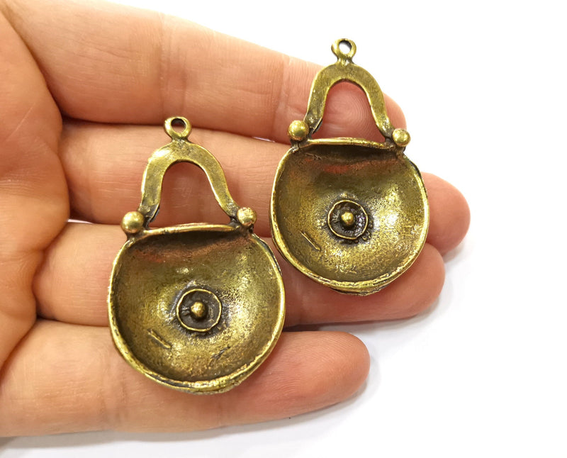 2 Antique Bronze Charm Antique Bronze Plated Charm (52x32mm) G17749