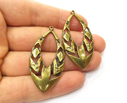 2 Antique Bronze Charm Antique Bronze Plated Charm (50x25mm) G17752