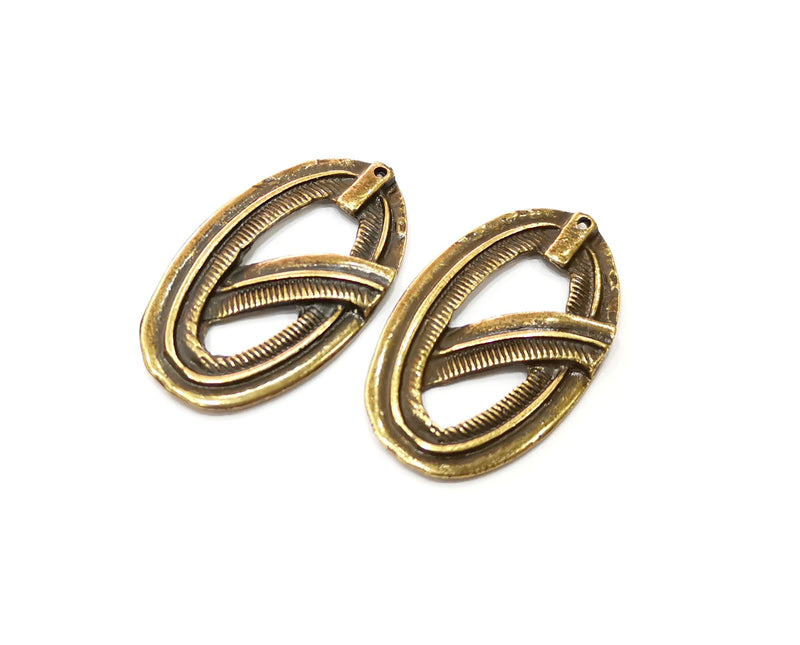 2 Antique Bronze Charm Antique Bronze Plated Charm (40x23mm) G17753