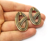 2 Antique Bronze Charm Antique Bronze Plated Charm (40x23mm) G17753