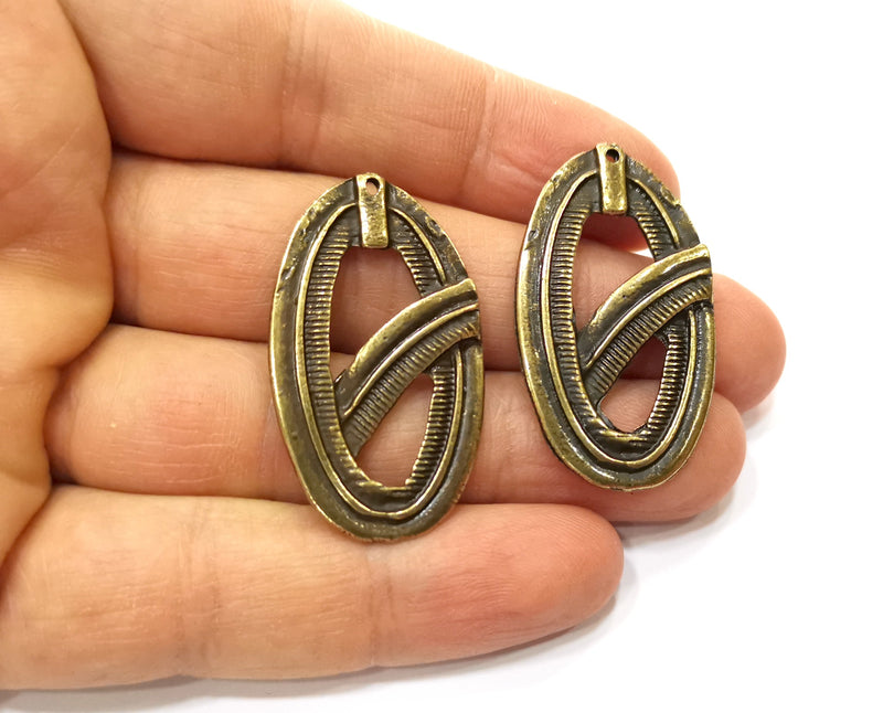 2 Antique Bronze Charm Antique Bronze Plated Charm (40x23mm) G17753