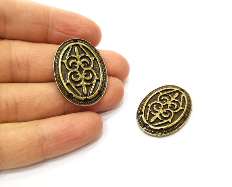 2 Antique Bronze Charm Connector Antique Bronze Plated Charm (32x24mm) G17756