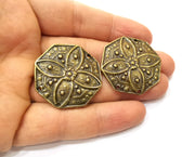 2 Antique Bronze Charm Connector Antique Bronze Plated Charm (34x34mm) G17758