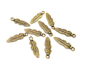 20 Leaf Charm Antique Bronze Plated Charm (25x7mm) G17769
