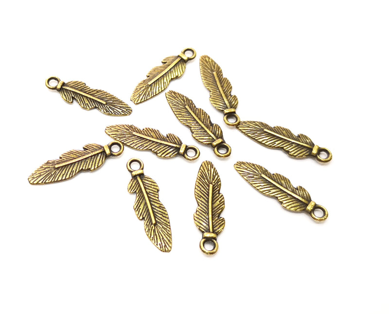 20 Leaf Charm Antique Bronze Plated Charm (25x7mm) G17769
