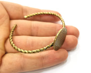 Bracelet Blank Cuff Blank Glass Cabochon Base Hammered Adjustable Antique Bronze Bracelet (24mm ) G17770