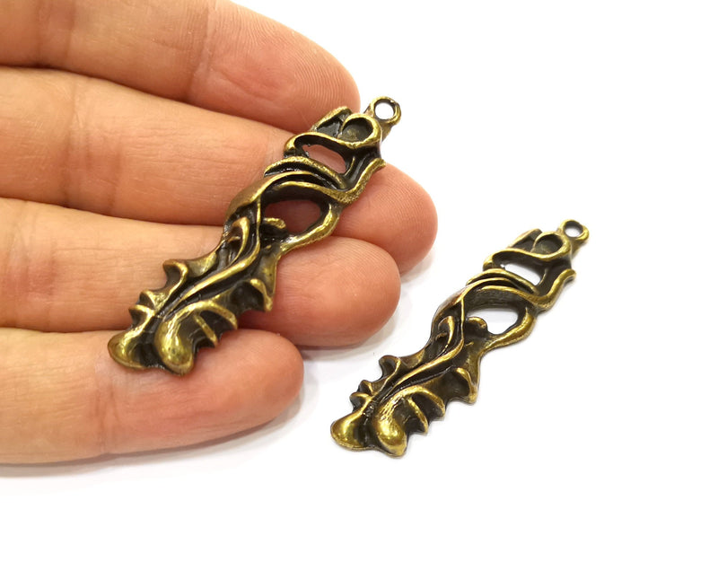 2 Antique Bronze Charm Antique Bronze Plated Charm (57x15mm) G17771