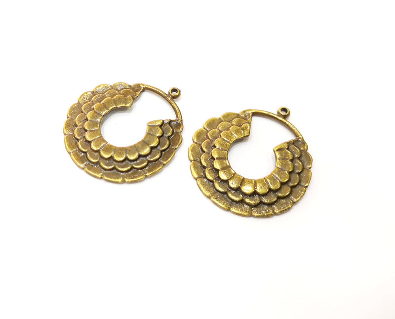 2 Antique Bronze Charm Antique Bronze Plated Charm (38x34mm) G17772