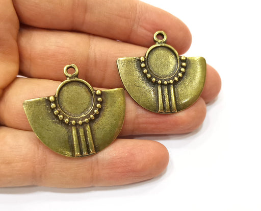 2 Antique Bronze Pendant Blank Mountings Antique Bronze Plated (12mm blank) G17773