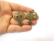 2 Antique Bronze Charm Antique Bronze Plated Charm (47x34mm) G17774