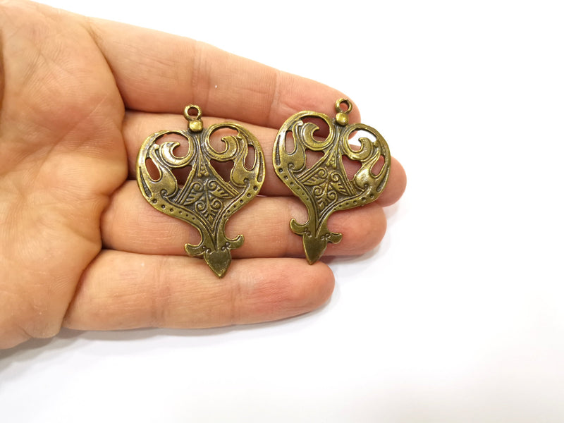 2 Antique Bronze Charm Antique Bronze Plated Charm (47x34mm) G17774
