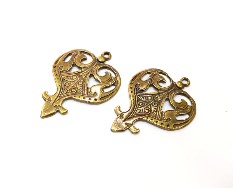 2 Antique Bronze Charm Antique Bronze Plated Charm (47x34mm) G17774